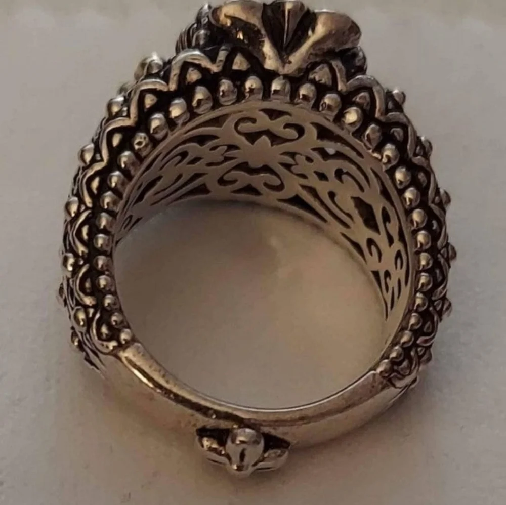 Barbara Bixby Rhodolite Garnet & White Sapphire Ring, Silver & 18k Gold Size 6! - Picture 4 of 11